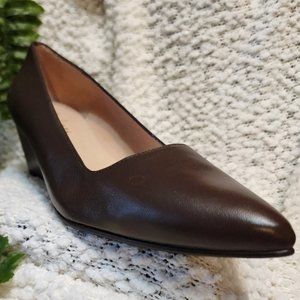 French Sole FS/NY Clap Wedge Pump, Cola Brown Nappa, Women's Size 8B
